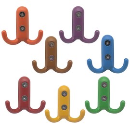 YDHfdc Pack of 7 Coat Hooks, Double Hooks, Wall Coat Hooks, Colourful Metal Hat Hooks with Screws, Colourful for Kitchen, Bathroom, Bedroom
