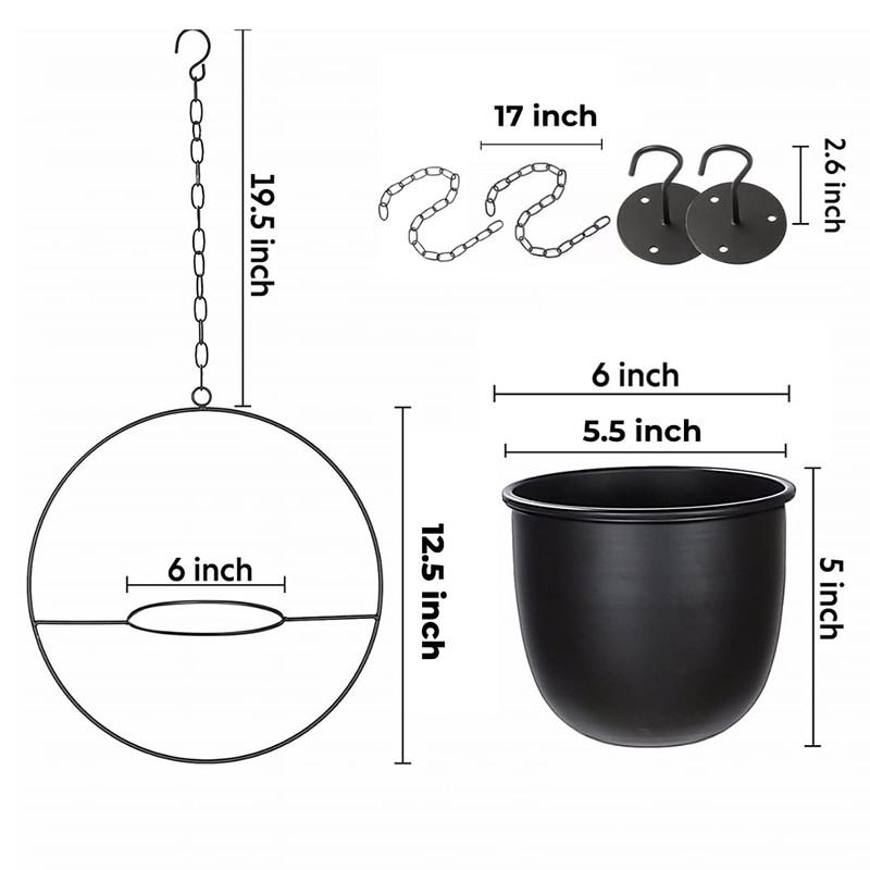 Shineloha 2 Pack Hanging Planters for Indoor Plants with 5.5"
