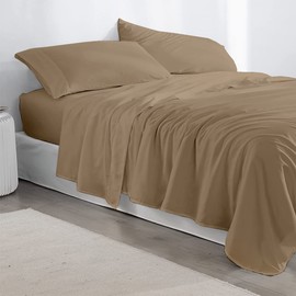 RV King Sheets 72 x 80 -Long Staple Soft 100% Egyptian Cotton Sheet Set - 400 Thread Count Sheets, 4 PCs Upto 15" Deep Pocket-RV King Sheets 72 x 80 Cotton-Sheets for RV King Mattress (Taupe)