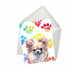 PICTURE THIS PRINTS Chihuahua Dog Greeting Card for Dog Lover, Colorful Dog Lover Greeting, Rainbow Heart Paw Print Card, Pet Sympathy, Dog-Themed Thank You, Comes with Envelope (5x7”)