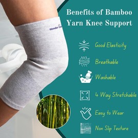Wonder Care 1 Pc Bamboo Knee Sleeves for Men/Women, Support for Running, Gym, Badminton, Sports, Compression | Perfect Knee Brace for Pain and Enhanced Comfort - 1 Pc(L)