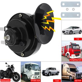Windance 12V Super Loud Snail Horn 410HZ 510HZ High Low Tone for Any Vehicles yachts boats Waterproof Motorcycle Horn (Black 2pcs)