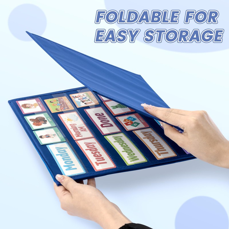 Visual Schedule Pocket Chart with 146 Cards for Classroom Kids,
