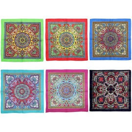 Zac's Alter Ego Pack of 6 Vintage Paisley Print Style Cowboy Bandanas/Face Masks/Durags