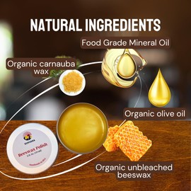 Beeswax For Cutting Board Food Grade 2 oz Handmade is USA with Cloth - Cutting Board Wax Food Grade - Natural Wax for Long Lasting Protection and Shine