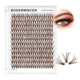 Bodermincer D Curl 240pcs 20D Lash Clusters Wispy Lashes Rose,Red,Blue,Black,Brown,Purple,Light Green,Dark Green Colors to Choose Lashes Cluster Eyelashes Eyelash Extension (16mm, Brown)