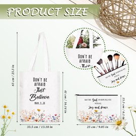 20 Pcs Christian Gift Women Including 10 Bible Verse Tote Bags and 10 Christian Makeup Bags, Inspirational Bible Religious Gift Bags for Church Mother's Day Xmas