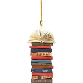 Book Christmas Tree Ornament, Gifts for Book Lovers,Acrylic Creative Christmas Book Car Decoration, Christmas Tree Decoration Holiday Home Decoration, Home Décor Accents