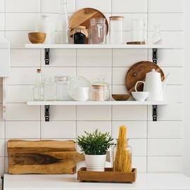 JOY DECOR 12 Inch Heavy Duty Folding Shelf Brackets, 2 Pack (1 Pair) Collapsible Wall Mounted Brackets for Fold Down Table, Stainless Steel Folding Table Hinge, Matte Black