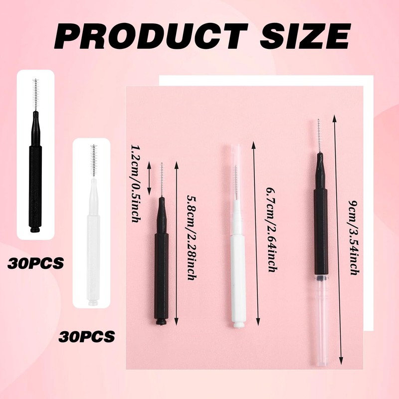 Pack of 60 Micro Eyebrow Brushes, Eyelash Brush with Cap,