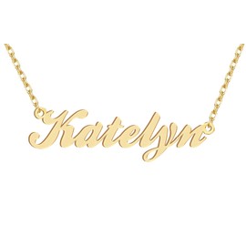 18k Gold Plated Katelyn Name Pendant Necklace Nameplate Necklaces Womens Stainless Steel Graduation Mother Jewelry