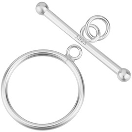 Beebeecraft 2 Sets 925 Sterling Silver Toggle Jewelry Clasps Round Ring Toggle T Bar Round Clasps for Jewelry Making Necklace Bracelet Earring Connectors Diy Crafts 23x6mm