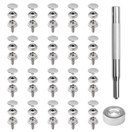 Stainless Steel Press Stud Snap Fasteners Kit 62 Piece,15mm Heavy Duty Canvas Snap Button with 2 Setting Tools, Marine Grade Canvas Buttons, Durable and Rust-Resistant for Outdoor Use