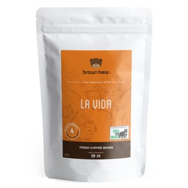 Medium Dark Roast Crema Strong Espresso Coffee Beans 227g - Brown Bear La Vida Blend - For All Coffee Machines - Strength 4 - Donation to Free The Bears
