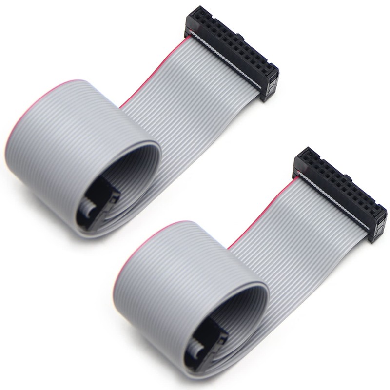 Fielect 20 Pin 30cm Grey Flat Ribbon Cable Connector, 2.54mm