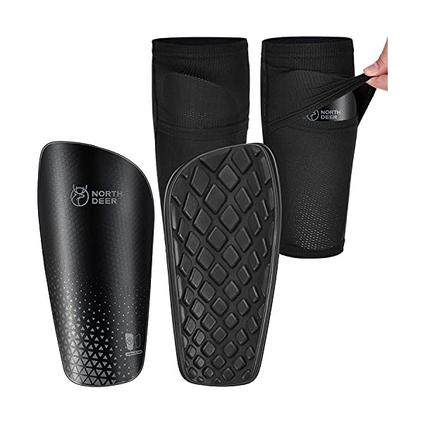 Soccer Shin Guards for Kids incl. Sleeves with Optimized Insert