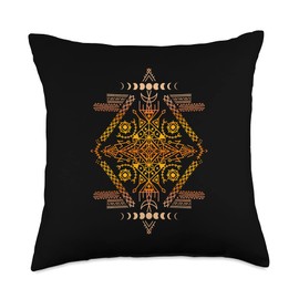 Holy Symbols Yoga N Meditation Sacred Design Lunar Moon Phases Sacred Geometry Tribal Throw Pillow, 18x18, Multicolor
