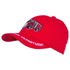 Kid/Child Embroidered Fire Truck Adjustable Hook and Loop Hat (One Size) - Red