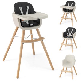 Babyjoy Baby High Chair 6-in-1 Convertible Wooden Highchair for Babies & Toddlers
