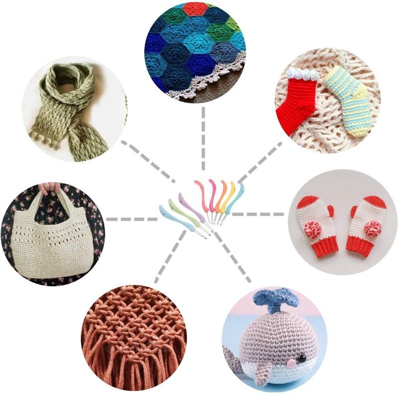 Crochet Hooks Set,Large Handle Ergonomic Grip Crochet Hook, 8PCS Aluminum