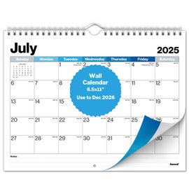 Dunwell 8.5x11" Wall Calendar 2025-2026, 18 Months, Use July 2025 to December 2026, Hang on Wall or Use as 8.5 x 11 Office Desk Calendar