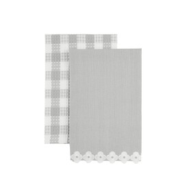 Mud Pie Gray Embroider Edge Towel Set; 24" x 16"