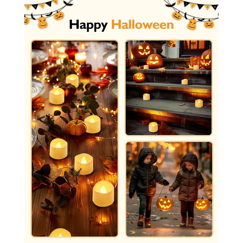 Homemory 12pcs Remote Timer LED Tea Lights Candles, 400+Hours Flickering