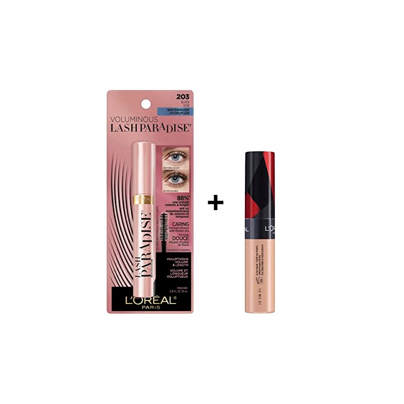LOREAL PARIS Kit mascara Lash Paradise Waterproof corrector infalible tono