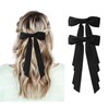 Black Hair Bows for Women - 2Pcs Silkly Satin Hair