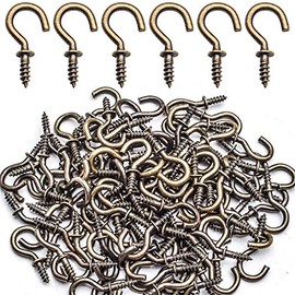 100pcs 1/2inch Bronze Mini Screw-in Cup Hooks Screw Hooks Cup Ceiling Hooks Jewelry Hooks Screw-in Hangers for Indoor and Outdoor Use