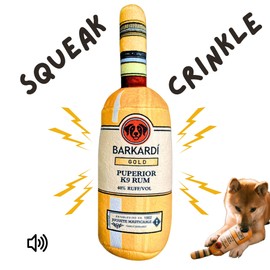 Funny Squeaky Dog Toy Plush with Crinkle Sound - Alcohol Bottle Design with Durable Mesh Lining for Small, Medium, and Large Dogs, Machine Washable