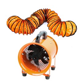 12-Inch High-Velocity Portable Utility Blower Fan, Industrial Exhaust Fan with 33ft Flexible Duct Hose, 3150 RPM Low-Noise Ventilator for Basements, Workshops, Warehouses, and Confined Spaces