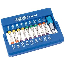 Draper 82402 Coloured Screwdriver Bit Set with Magnetic Holder (19 Piece)