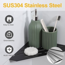 Xiarnotogi Recessed Corner Shower Shelf, 10" SUS304 Stainless Steel, Heavy Duty Shower Shelf, Grout in Bathroom Shelves for Tile Walls (2 Pack, Rectangle-Matte Black)