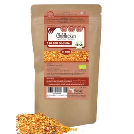direct&friendly Organic Chilli Dried Extra Hot Crushed Chili Flakes 120,000 Scoville (100 g)