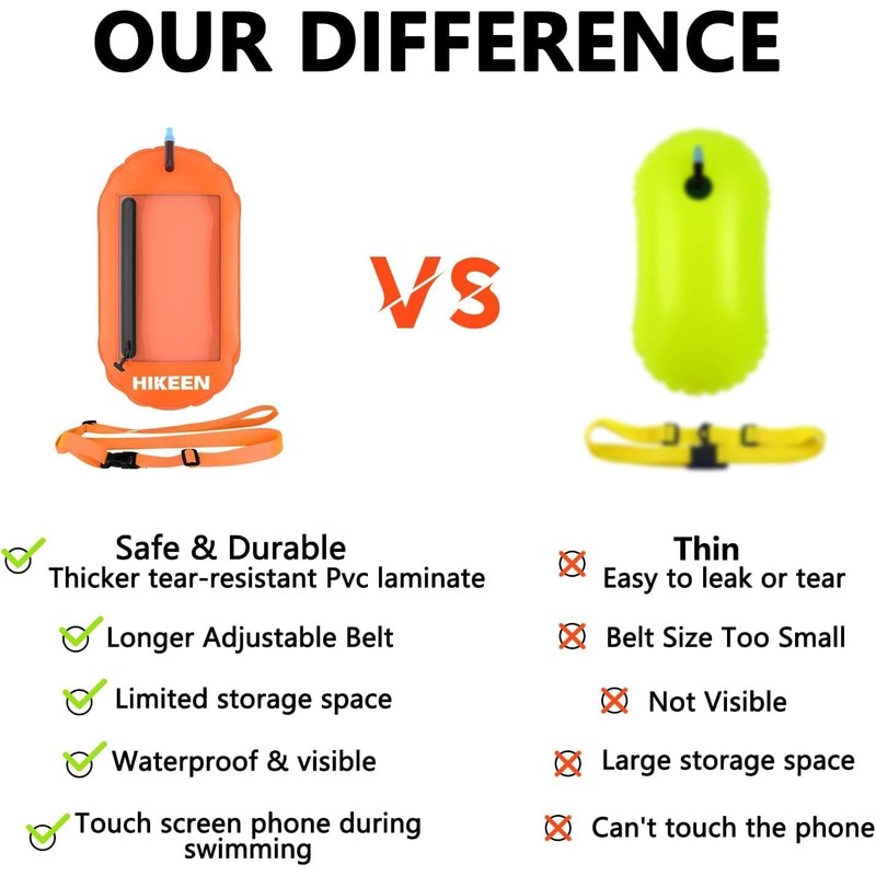 Hikeen Swim Buoy Pull Buoy, Waterproof, Visible Storage Space, Adjustable