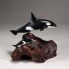 Orca Killer Whale & Calf Sculpture by John Perry 7in