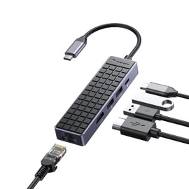 Yottamaster USB C Hub Ethernet, 5 in 1 USB C Hub Multiport Adapter with 4K HDMI, RJ45 Ethernet, USB3.0, 60W PD, Compatible with Type C Laptop Devices