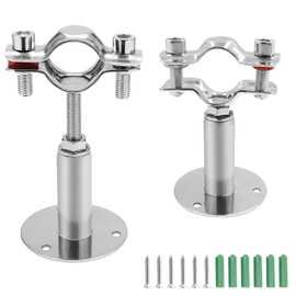 Kyuionty 2 Pcs Wall Mount Ceiling Mount Pipe Support, Stainless Steel Adjustable Pipe Bracket Clamp Pipe Straps for Pipe Tube, Dia. 25mm (Fit for 3/4 inch Pipe)