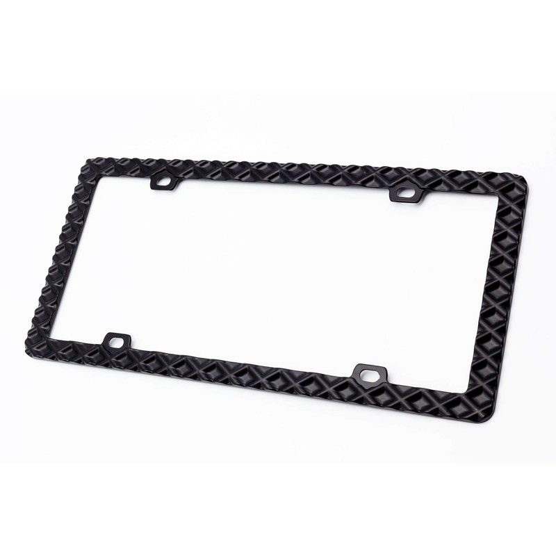 Creathome 3D Waffle Pattern Matt Black License Plate Frame from