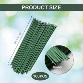 Taonganui Flower Wire Florist Wire Length 2 mm Flower Wire Green Flower Wire for Crafts Wreath Bouquet Pack of 100