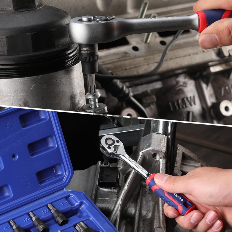 WORKPRO Torx Bit Socket Set, 1/4", 3/8" and 1/2" Drive,