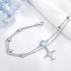 URONE Aeroplane Anklet Bracelets for Women 925 Sterling Silver Moonstone