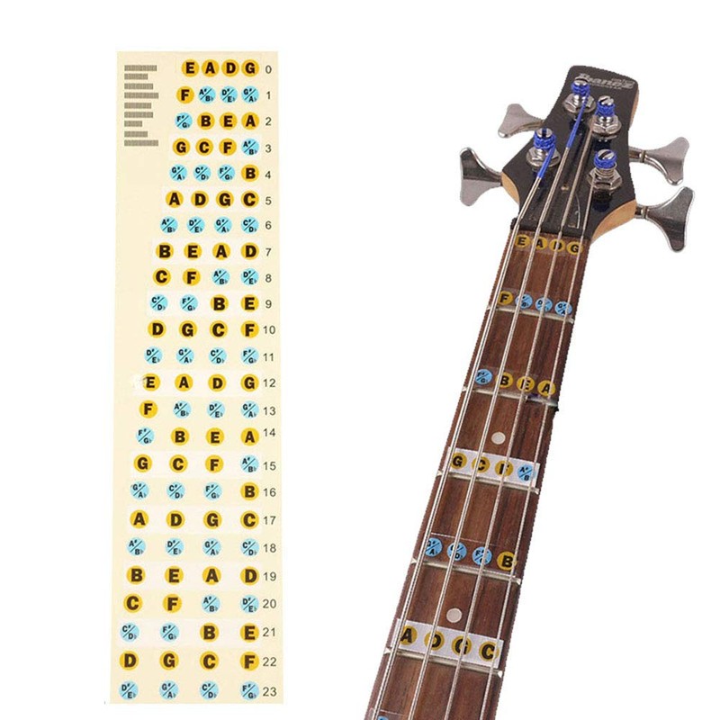 Bass Guitar Fingerboard,Bass Guitar Fretboard Note Map Decals/Stickers for Beginner