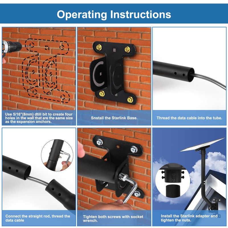 Gen 3 Starlink Mount, Adjustable Wall/Roof Mounting Kit, Compatible with