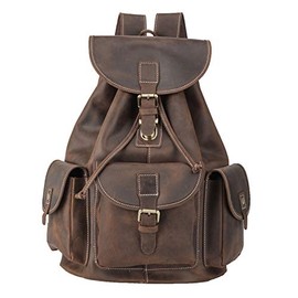 Polare Vintage Full Grain Leather Rucksack Backpack Casual Travel Satchel Bag Daypack For Men Women