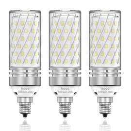 TSOXCO E12 LED Bulbs, 16W Chandelier Light Bulbs 6000K Daylight White, 1400LM 120W Equivalent Non-Dimmable, PC Aluminum Shell, 3 Pack