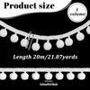 20 Yards Pom Poms Balls Fringe Trim,White Single Edge Ball