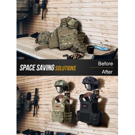 OneTigris Tactical Gear Wall Mount, Motorcycle Helmet Holder Wall Mount Stand, Plate Carrier Rack Jacket Hanger Display Organizer for Police Football Cycling Suit