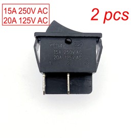 JZK 2 x On/Off Rocker Switch 15 A 250 V 20 A 125 V AC DPST 2 Positions 4 Ports 4-Pin Rocker Switch On/Off Black Rectangular On Off Power Switch KCD